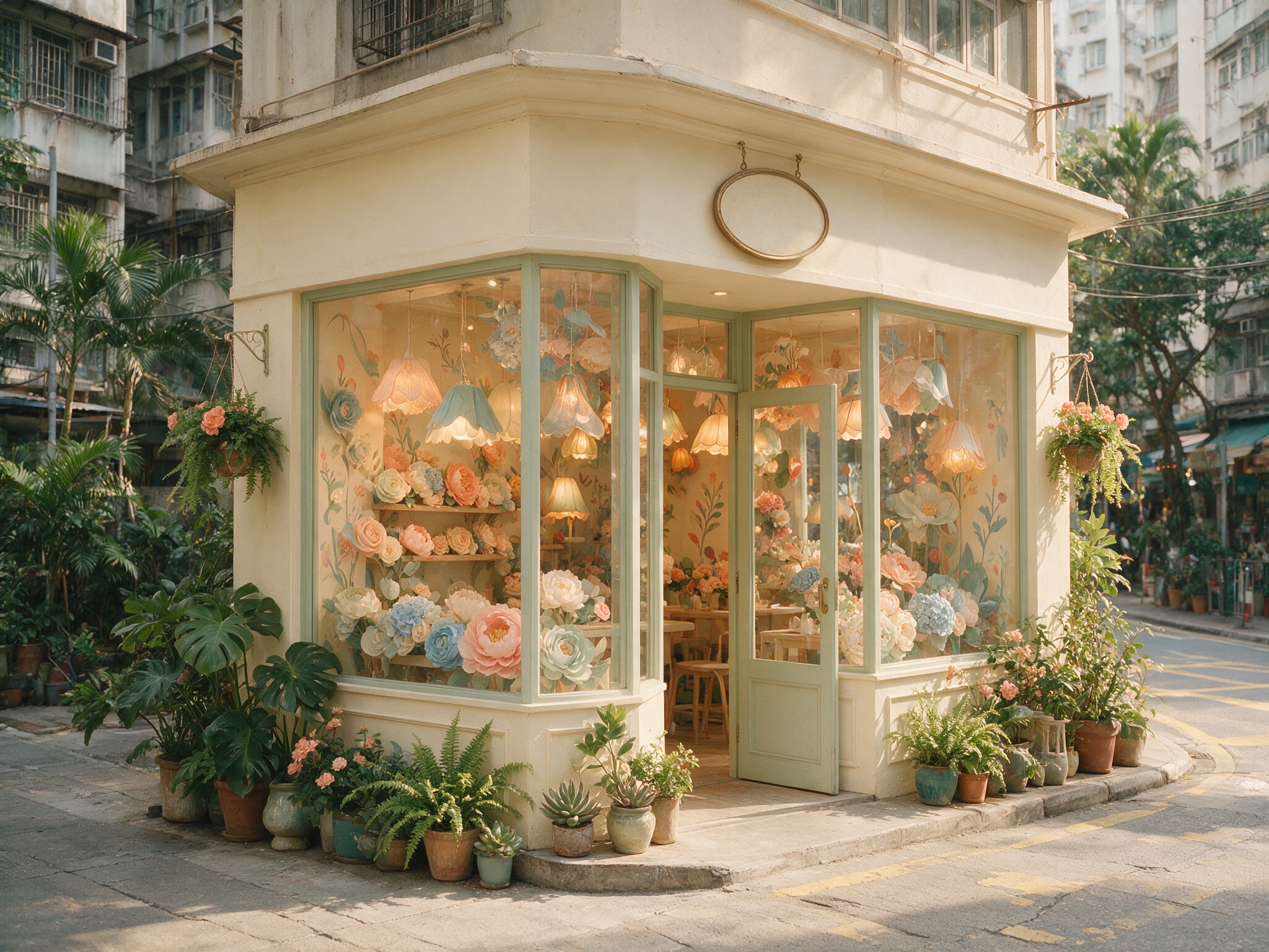 花墟旁的紙藝咖啡店門面